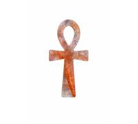 Crystal Ankh Cross Decor 10cm Polished Stone Egyptian Symbol Figurine for Home Altar Shelf Desk Quartz Amethyst Obsidian Citrine Gift (Red Hematoid Quartz AA)