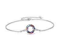 Crystal Anklet for Women Girls 925 Sterling Silver Ankle Bracelet Adjustable Beach Foot Chain Birthday Gifts for Women and Girls Length 9"-11"