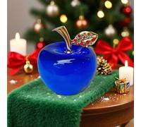 Crystal Apples Paperweight, Gifts for Home Christmas Decor Ornament, Apples 50mm Table Top Ornament Statue, Christmas Eve Accessories for Family Friend (Blue)