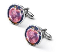 Crystal Apples Shirt Cufflinks Round Cuff Links for Business Wedding Party Father's Day Gift 1.7cm
