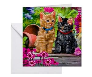 CRYSTAL ART Cat Friends Card Kit 18x18cm Craft Buddy