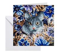 Crystal Art Cat Flowers 18x18cm Card
