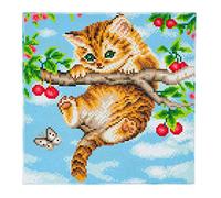 Crystal Art Cherry Kitten 30x30cm Framed Crystal Art Kit