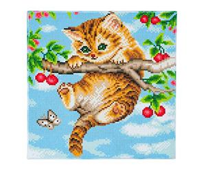 Crystal Art Cherry Kitten 30x30cm Framed Crystal Art Kit