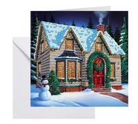 CRYSTAL ART Christmas Cottage Card 18x18cm Kit Craft Buddy Christmas