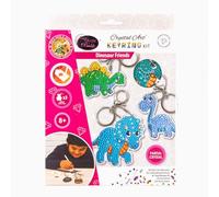 CRYSTAL ART - Complete Set of 3 Diamond Embroidery Keyrings and Collectable - Creative and Fun Activity - Dinosaur Trio - Ages 8 and Above - 7 x 8 cm