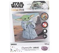 CRYSTAL ART - Diamond Card Kit - Decoration in Assorted Colours - Creative Hobbies and Crafts - Star Wars Grogu Theme - 18 x 18 cm - Ages 8 and Above