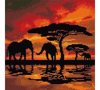 Crystal Art Elephant Silhouette 30x30cm Framed Crystal Art Kit