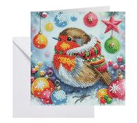 CRYSTAL ART Festive Robin Card 18x18cm Kit Craft Buddy Christmas