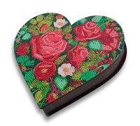 CRYSTAL ART Heart Rose Wooden Box Kit Jewellery DIY Trinket Box