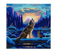 Crystal Art Howling Wolves 30x30cm Framed Crystal Art Kit