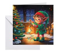 CRYSTAL ART Jolly Elf Card 18x18cm Kit Craft Buddy Christmas