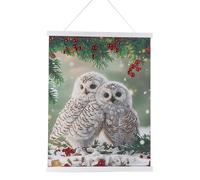 CRYSTAL ART Snowy Owls Sanctuary Scroll Kit 40x50cm Craft Buddy