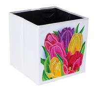 CRYSTAL ART Terrific Tulips Folding Storage Box 30x30cm - DIY Diamond Painting Storage Cube with Crystal Gems, Floral Home Organization Decor Craft for Kids & Adults