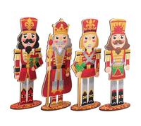 CRYSTAL ART Traditional Wooden Nutcrackers Set of 4