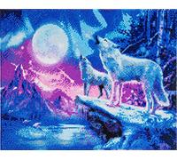 Crystal Art Wolves & Northern Lights 40 x 50 cm Landscape Framed Crystal Art Kit