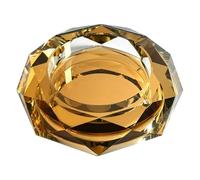 Crystal Ashtray, Octagon Glass Ashtrays Ash Tray Non-Slip Holder Cigarettes Decor Tray for Home Office Tabletop Decoration, Smoker, Cigar Ashtray, Men Gift (Gold,20CM)