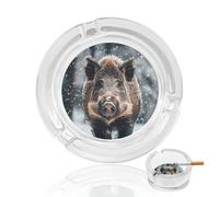 Crystal Ashtray, Wild Boar Printed Tabletop Ash Holder, Cute Ash Tray Are Suitable For Home Offices, Outdoor, Offices, And Terraces