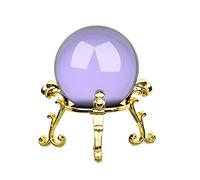 Crystal Ball 40mm Crystal Ball with Golden Flower Stand Combination Decorative Home Ornaments Decoration Wedding Photography Shooting Props Crystal Ball(D)