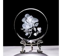 Crystal Ball 60mm 3D Carving Crystal Ball Paperweight with Stand Healing Meditation Glass Sphere Fengshui Home Decor Ornaments Lotus Flower(J)