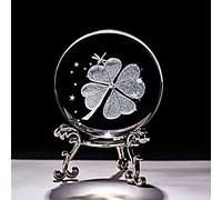 Crystal Ball 60mm 3D Carving Crystal Ball Paperweight with Stand Healing Meditation Glass Sphere Fengshui Home Decor Ornaments Lotus Flower(B)