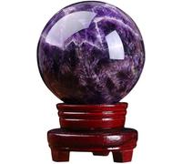 Crystal Ball Amethyst Amethyst Power Stone Stone Crystal Feng Shui Purification Luck Prayer Comes with Base Object Birthday,80mm