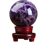 Crystal Ball Amethyst Power Stone Feng Shui Purification Luck Prayer Comes with Base Object Birthday,70mm