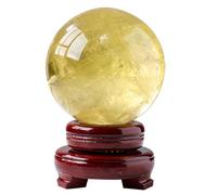 Crystal Ball - Citrine Ornaments, Raw Stone Hand-Grinding Crafts Transfer Lucky Home Decoration/Gifts/Collection, ball-50mm