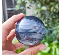 Crystal Ball, Crystal Black Striped Agate Ball for Divination Feng Shui Home Office Decor,65mm