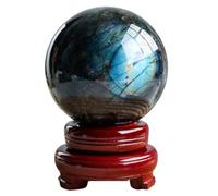 Crystal Ball， Figurines with Stand Polished Divination Ball Decorative Sphere Healing Stone Witchcraft,3.5~4cm(8~9cm)