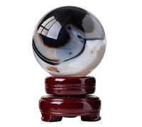 Crystal Ball for Home Decor, Black White Striped Agate Sphere, Quartz Gemstone for Table or Kitchen,Witchy Gifts,70~75mm Gemstone Stone