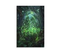 Crystal Ball Forest Canvas Wall Art, Rustic Nature Plants Butterfly Picture Painting on Canvas, Print Poster Decoration Artwork for Home Living Room Bedroom Wall Decor Unframe 16x24inch(40x60cm)