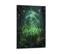 Crystal Ball Forest Canvas Wall Art, Rustic Nature Plants Butterfly Picture Painting on Canvas, Print Poster Decoration Artwork for Home Living Room Bedroom Wall Decor Frame 20x30inch(50x75cm)