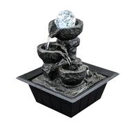 GEEZY Indoor Water Fountain - Crystal Ball Design Water Feature with LED Lights - Mains Powered & Self-Contained, Table Top, Relaxing & Tranquil - Perfect for Home, Living Room, Office Decor