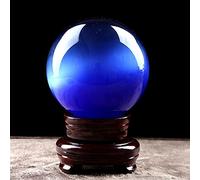 Crystal Ball Green Crystal Ball Ornaments Opal Blue Crystal Ball Opening Gift Transfer Natural Optimization Feng Shui Crafts Gift + Base Crystal Ball(Blue,10cm)