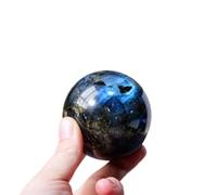 Crystal Ball, Labradorite Ball Ornaments, Gray Moonstone Rough Stone Polished Seven-Star Array feng Shui Ball Home Ornaments,45mm