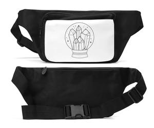 Crystal Ball Line Art Unisex Waist Bag Black