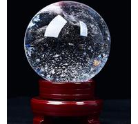 Crystal Ball, Melting White Magic Quartz Sphere with Stand for Meditation/Divination/Photography/Yoga/Home Office FengShui Decoration,10cm Gemstone Stone