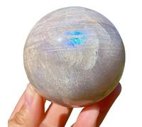 Crystal Ball， Natural Blue Moonstone Crystal Ball, Hand-Polished Gemstone for Fengshui, Divination, Meditation,65~70mm(60~65mm)