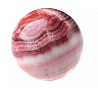 Crystal Ball， Natural Red Meat Stone Ball Decorative Crystal Balls Divination Sphere Orb Sculpture Figurine,65mm(55mm)