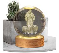 Crystal Ball Night Light, Decorative Ball with LED Light Wooden Base, Creative Engraved Lamp, Fantasy Decor Light, Desktop Ornament