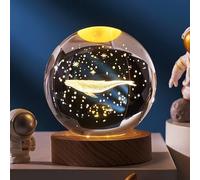 Crystal Ball Night Light Projection Lamp Planet Model,3D Crystal Ball with Led Wooden Base,Gift for Christmas Thanksgiving Birthday, Home Room Decor LED Night - USB Powered with Switch (Whale)