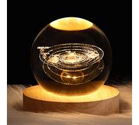 Crystal Ball Night Light Solar System Crystal Ball Lamp Globe Table Lamp with Wood Base Nebulae Crystal Ball Night Light for Kids Milky- Way System Night Light Table Lamps Novelty Room Decor