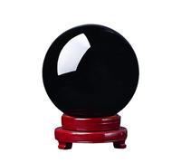 Crystal Ball Obsidian Crystal Sphere with Wood Stand, for Fengshui Ball, Scrying, Crystal, Divination Sphere, Home Decoration Crystal Display Sphere,130mm