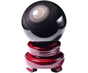 Crystal Ball Obsidian Ornament Lucky Transfer Office Desktop with Bracket Feng Shui Divination Home Decor Ornaments,obsidian-3cm