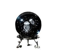 Crystal Ball Ornament 3D Laser-Cut Jellyfish and Starry Ocean Crystal Ball with Stand - The Perfect Choice for Home and Office Decoration, Ideal Gift