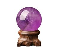 Crystal Ball Ornament Crystal Ball Sphere With Wooden Stand Natural Amethyst Rough Stone For Home Decoration(5.1-5.5cm)