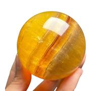 Crystal Ball Ornament, Hand-Polished Yellow Fluorite Sphere, Gemstone Decorative for, and Feng Shui Living Room Decor,45~50mm
