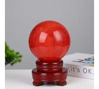 Crystal Ball Ornament with a Base for Home and Parties Decoration,Red,60mm Gemstone Stone