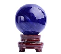 Crystal Ball Ornaments with Stand, Blue Smelting Quartz Decorative Stone Sphere for Feng Shui Divination Orb Home Decor,12cm/4.7in Gemstone Stone